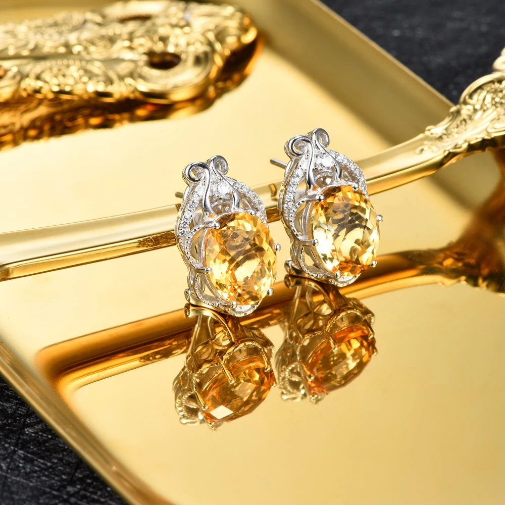 L& zuan 9.87ct натуральные цитриновые серьги 925 пробы серебряные трендовые серьги ювелирные изделия серьги для женщин Рождественский подарок