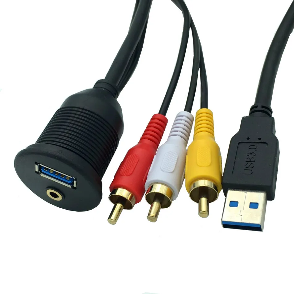 Удлинительный кабель USB 2 0 3 AM/AF + DC3.5F/3RCA Aux комплект для монтажа на аудио и видео