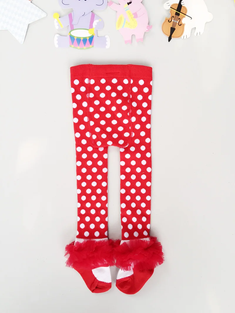 Tights колготки для маленьких девочек; одежда для малышей; Детские хлопковые брюки; колготки для младенцев; детские кружевные полосатые танцевальные штаны принцессы в горошек