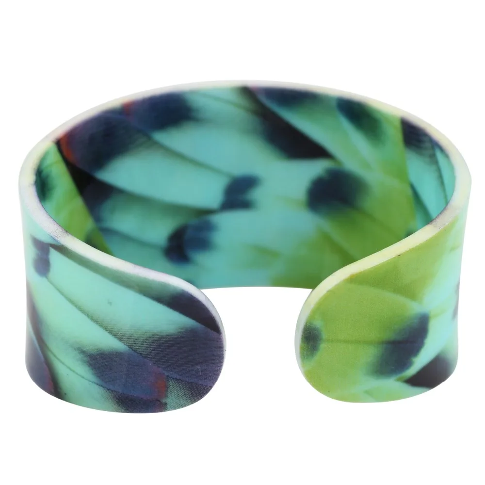 Bonsny акриловый милый красочный узор птица браслет перо новости 2017 ювелирные