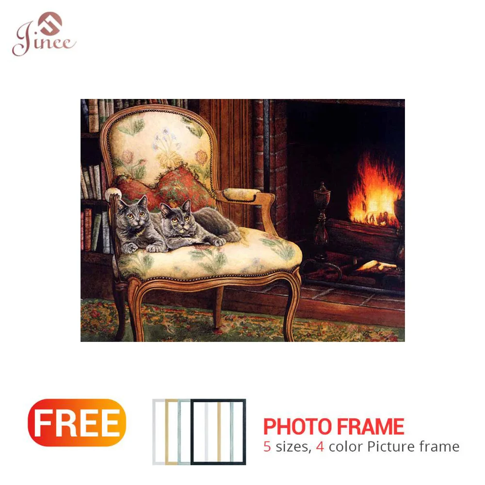 

5d Diy Алмазная картина Алмазная вышивка крестиком набор мозаика семья животное кошка пейзаж Картина круглая дрель искусство