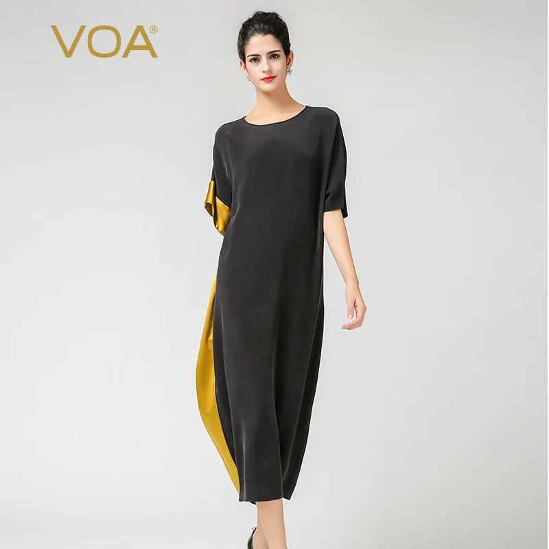 Женское винтажное платье VOA размера плюс Свободное длинное из тяжелого шелка с