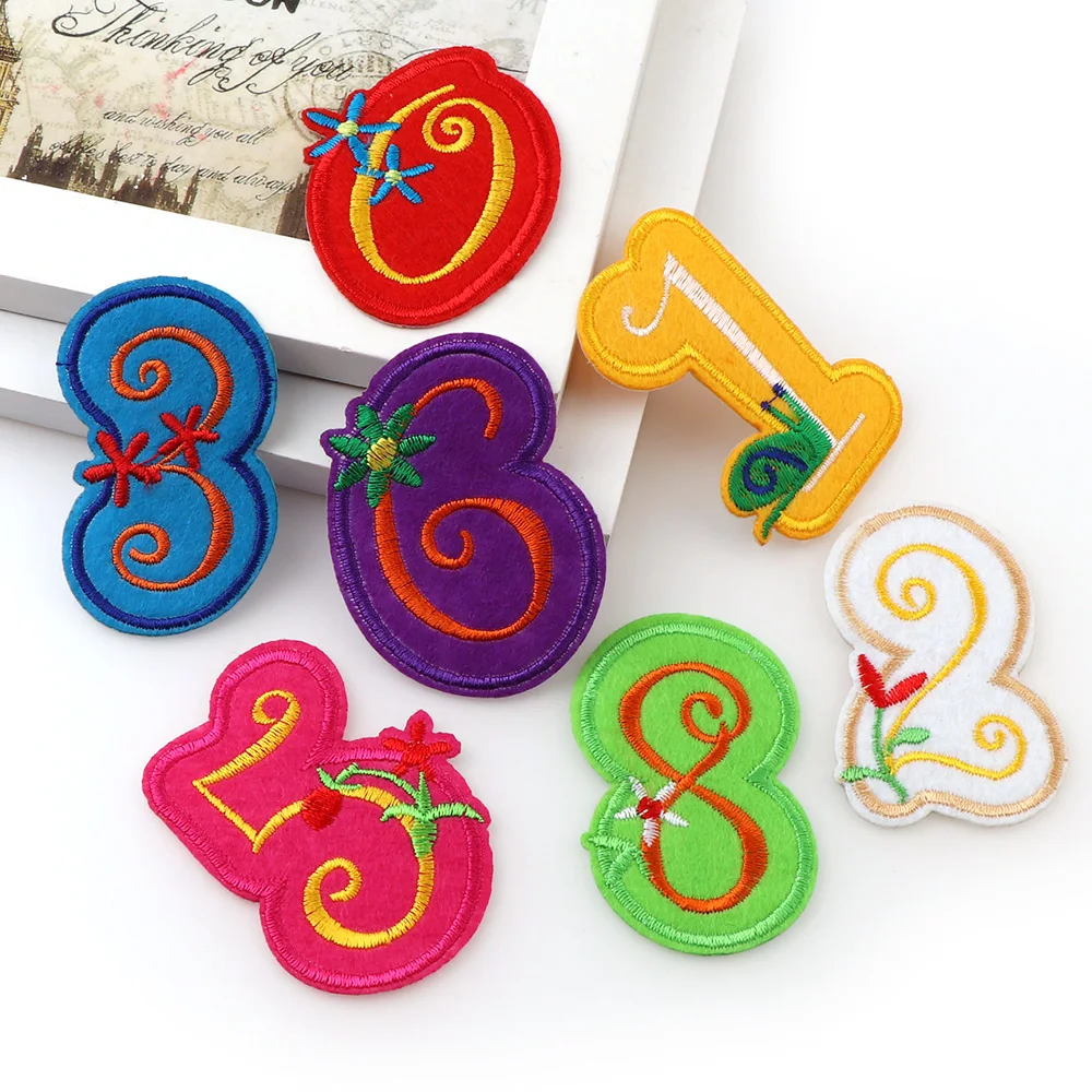 9 шт цветные микс утюжок на вышитый номер патчи для одежды аппликация вышивка Parches