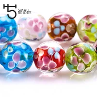 14mm murano flower lampwork glass beads for jewelry making women diy bracelet perles loose transparent round beads l301