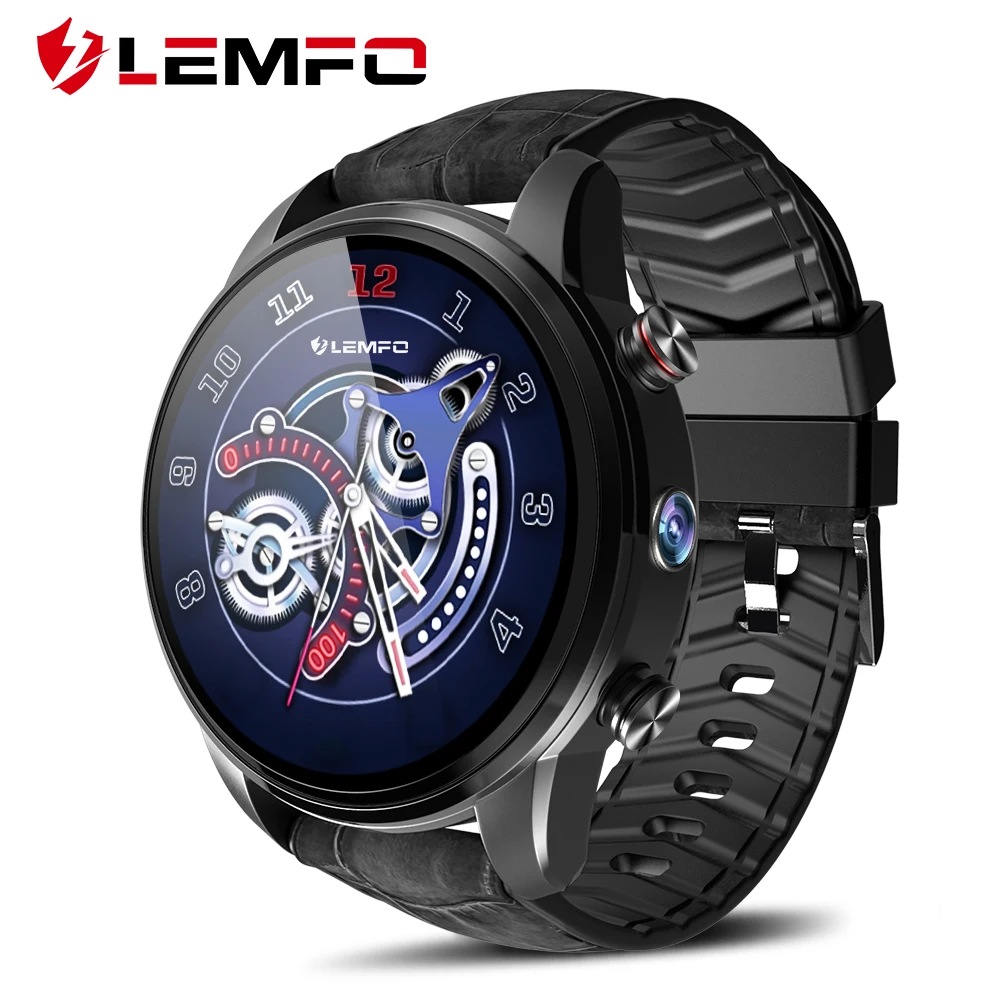 LEMFO LEF3 Смарт-часы Android 7,1 gps умные часы для мужчин LTE 4G Смарт-часы телефон монитор сердечного ритма 1 Гб 16 Гб памяти 2МП камера - Цвет: Черный