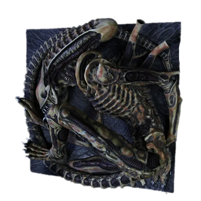 Многоцветный Alien Xenomorph 1/3 GK статуя из смолы ретро рельефные настенные Подвески украшения фигурка Коллекция Модель игрушки X635 - Цвет: Многоцветный