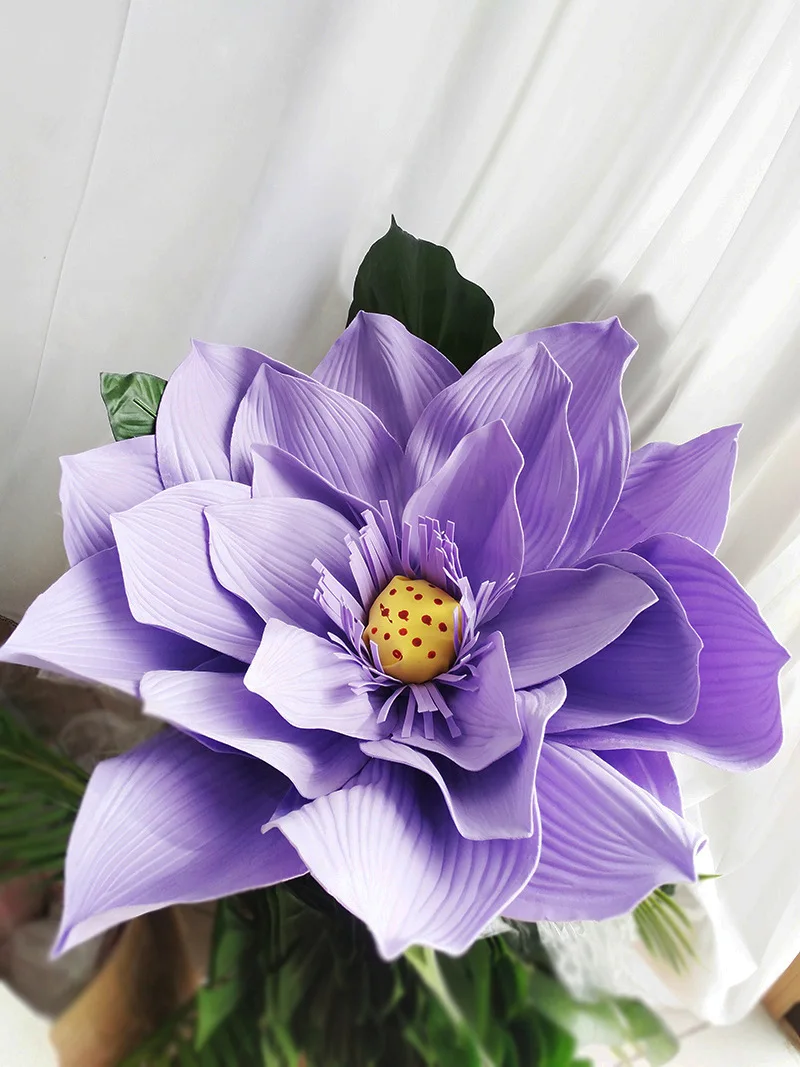 purple Гигантские пенопластовые цветы большая голова лотоса Diy домашний свадебный фон для фотосъемки стены сценическое украшение Модные фиолетовые цветы - Цвет: purple