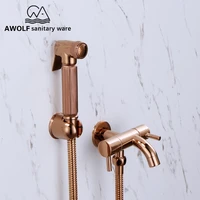hand held bidet sprayer rose gold douche kit solid brass toilet shattaf dual control copper valve faucet cold only ap2185