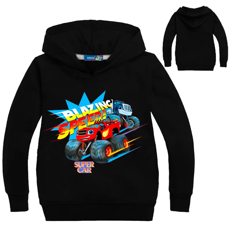 Черный Футболка Blaze Car, одежда для мальчиков и девочек, свитер с длинными рукавами, толстовки, футболки, детские футболки, футболки, одежда для малышей - Цвет: Черный