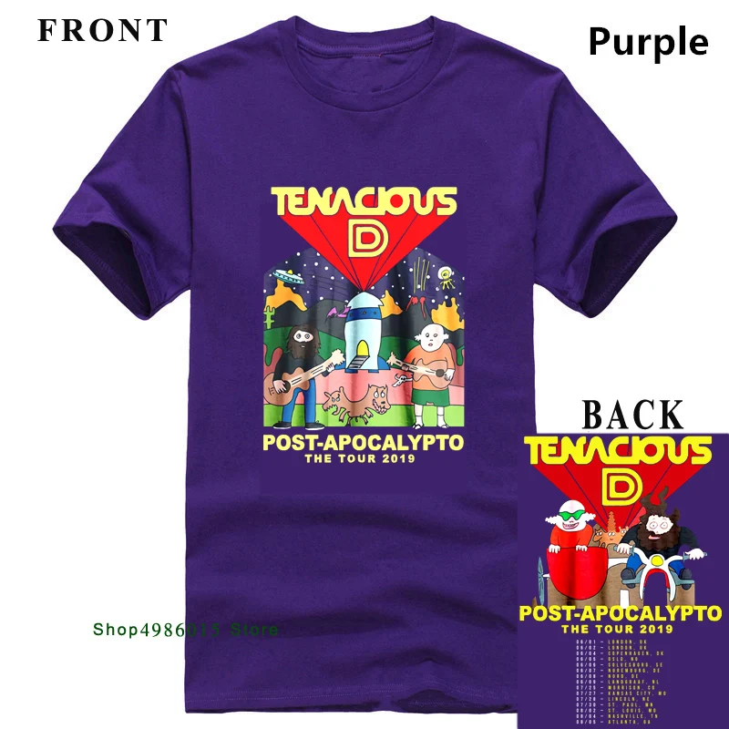 Tencious D Post-Apocalypto Tour, Мужская черная футболка с датами, размер S-3XL, мужская повседневная хлопковая футболка с коротким рукавом - Цвет: Фиолетовый