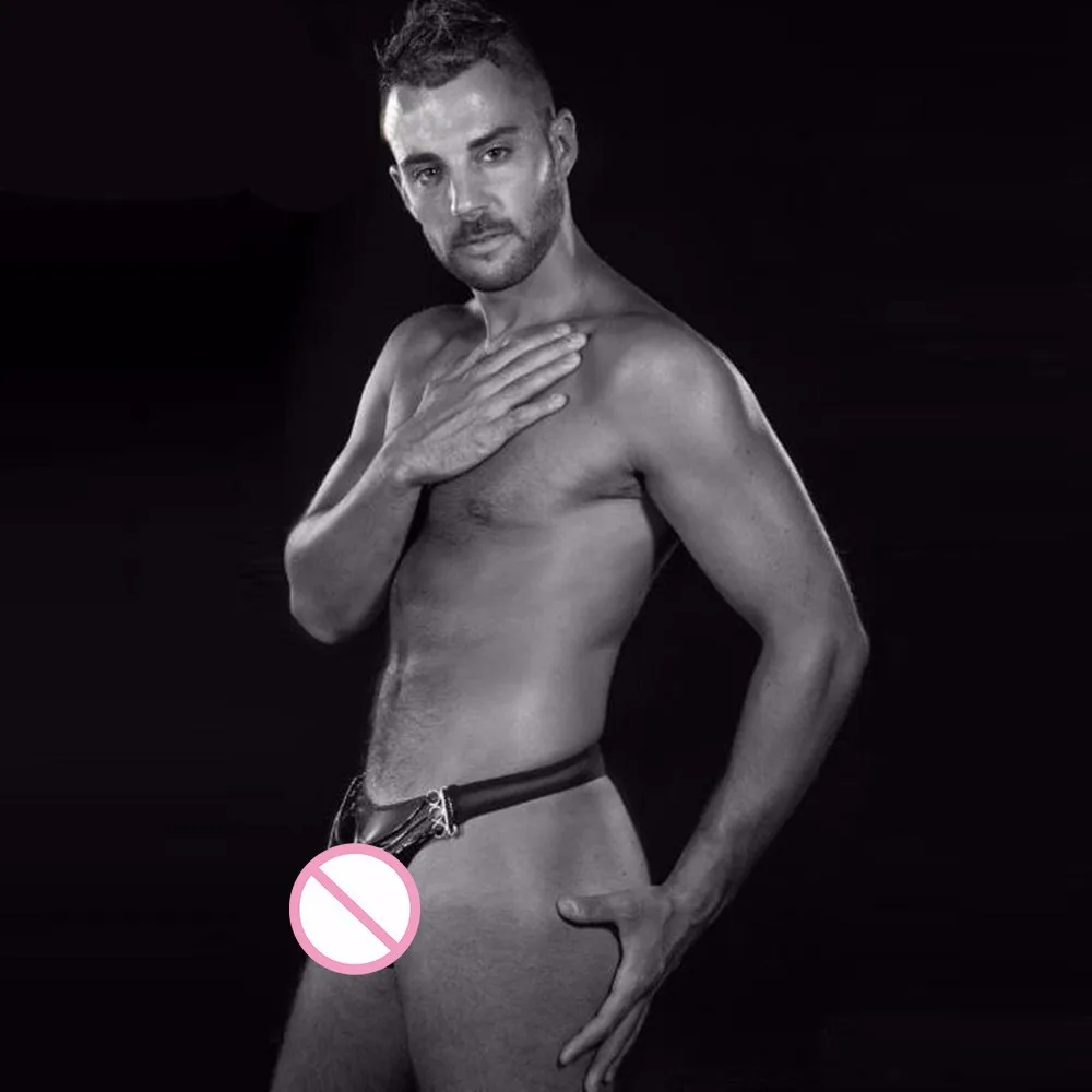 Сексуальное нижнее белье для геев мужские стринги из искусственной кожи с