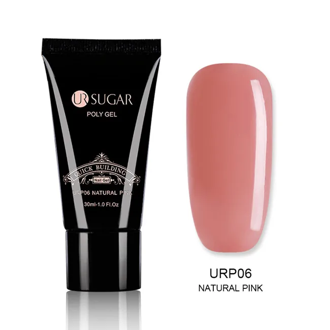URP06 NATURAL PINK Ur Sugar 30 мл полигелевый удлинитель для пальцев, кристально-Желейный УФ светодиодный гель для ногтей, Твердый акриловый гель для дизайна ногтей - Цвет: URP06 NATURAL PINK