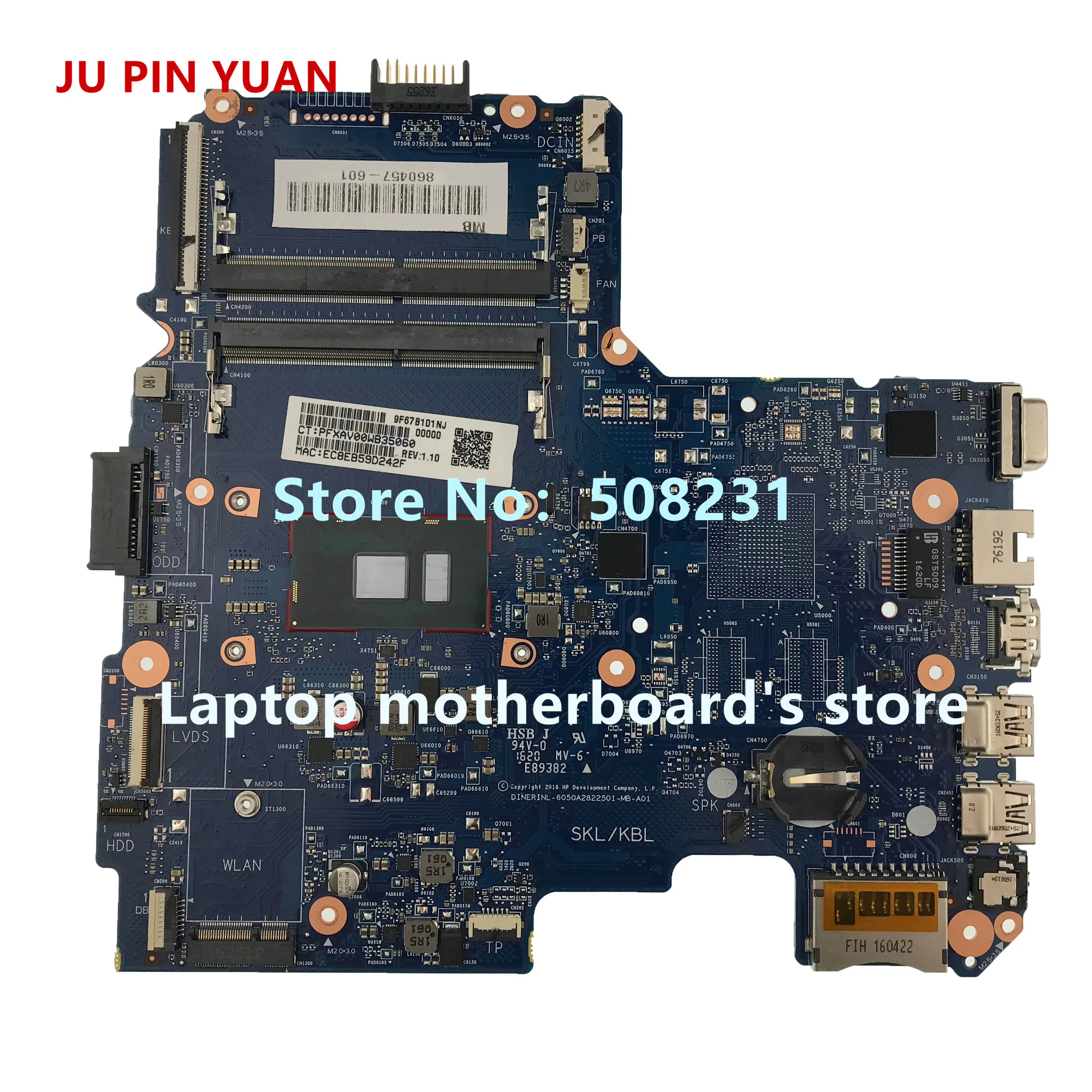 JU PIN Юань 601-903241 448.08J04.0011 для hp Pavilion x360 Кабриолет 13-u Материнская плата ноутбука PentN3710 полностью протестирована