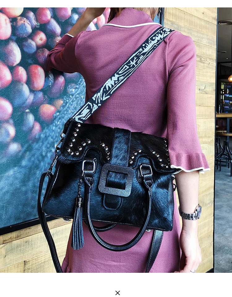 Boston bag2018 новые мягкие сумки из конского волоса меховые женские сумки-тоут большой емкости черные крутые сумки через плечо Boston сумка высокого качества