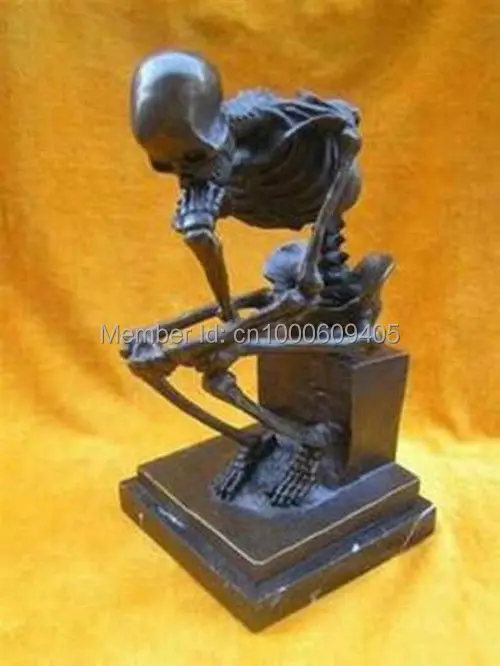 Wonderful Bronze Skull Skeleton Thinker Sculpture Statue |