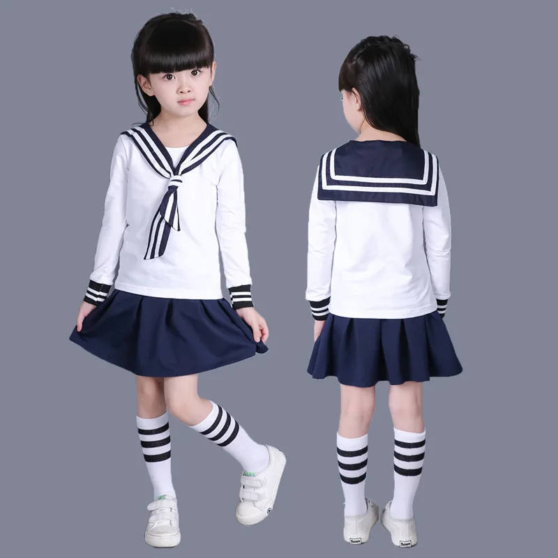 Осень 100% хлопок Униформа школьного класса для мальчиков и девочек в японском