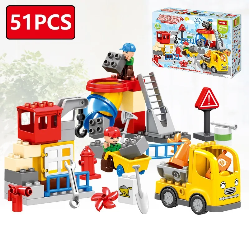 51 шт. строительные площадки совместимы Legoe Duploe крупные частицы блоки игрушки для