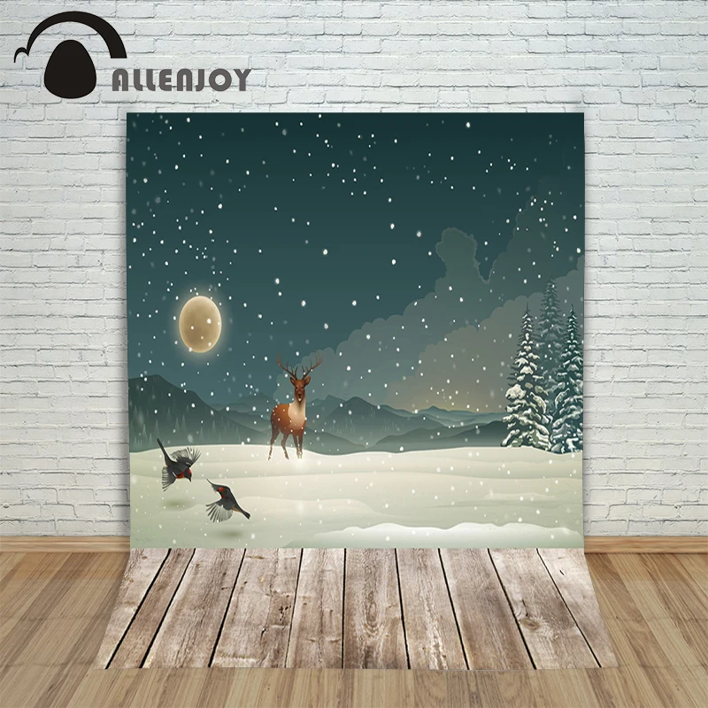 Allenjoy Рождество фотографии фоны зима Лось Лес Снег Луна Дерево Профессиональный