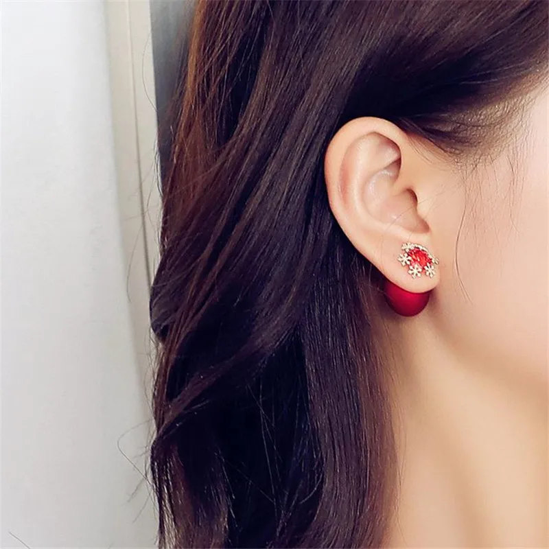 Новинка 2019 г. милые красные серьги Стразы Золотые для женщин женские висячие с