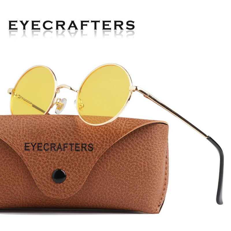 Eyecrafters ретро круглые поляризованные металлические стимпанк Винтаж солнцезащитные очки для мужчин и женщин, солнцезащитные очки модные солнцезащитные очки для женщин
