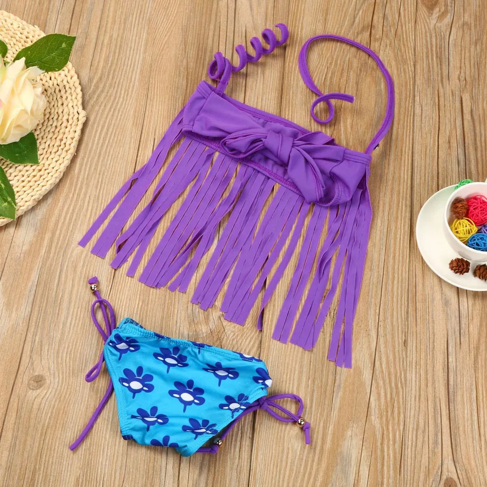 2017 повседневный летний купальный костюм для маленьких девочек с кисточками