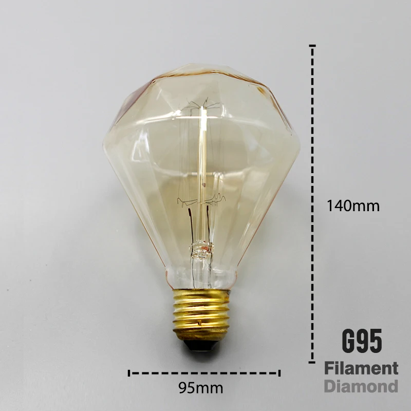 Лампа Эдисона G95 G125 E27 220V Ampoule винтажная лампа стеклянная лампада накаливания