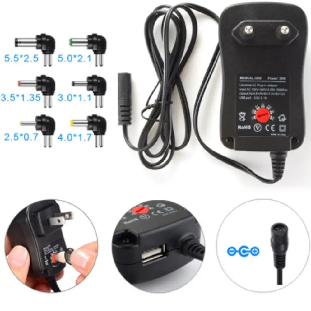 30 Вт универсальный адаптер питания AC/DC 3V/4 5 V/6V/7 V/9V/12V 1.5A регулируемый|Адаптеры AC/DC| |