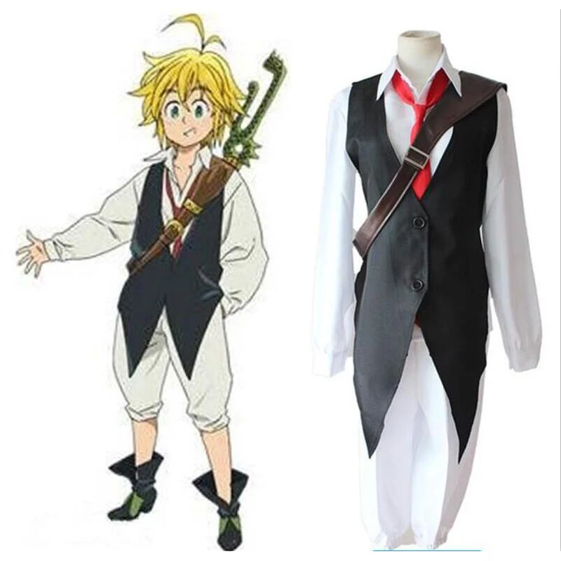 Унисекс японское аниме Cos The Seven Deadly Sins Взрослый Хэллоуин Карнавал Dragon's Sin of Wrath Meliodas Косплей Костюм с париком