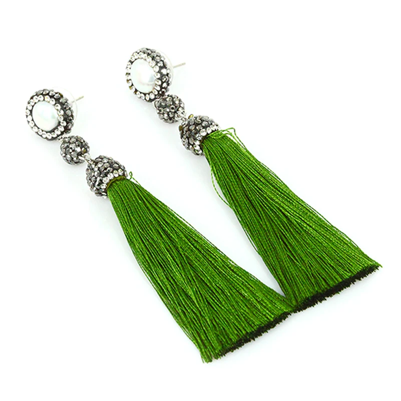 Длинные шелковые кисточки для серег высокого класса ААА женщин Роскошные
