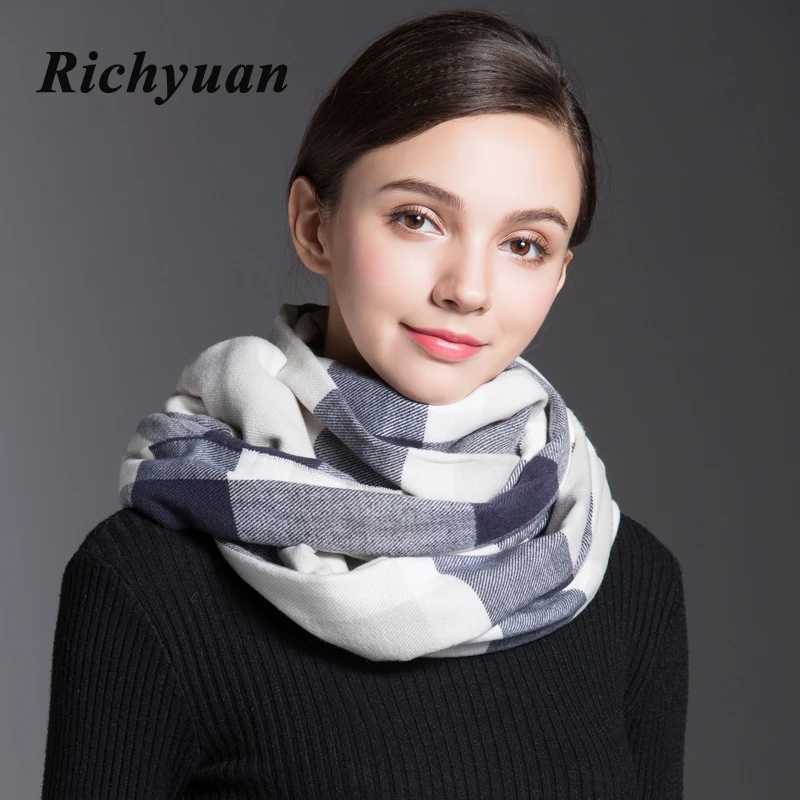 Richyuan 2017 Новый Зимний шарф для женщин шерстяной женский клетчатый одеяло Базовая