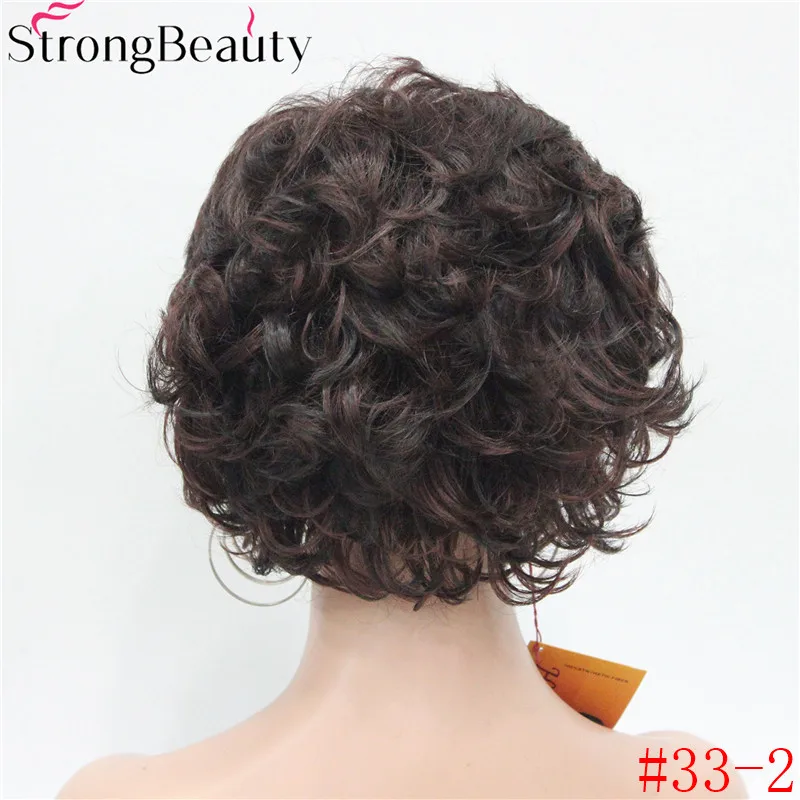33-2 StrongBeauty короткие кудрявые синтетические парики термостойкие монолитные волосы женский парик - Цвет: 33-2