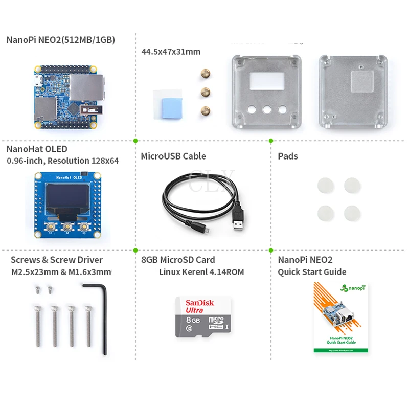 Nanopi NEO2 цельнометаллический алюминиевый корпус с oled-дисплеем Ubuntu