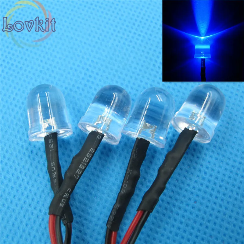 20 шт. 10 мм круглый топовый синий Предварительно проводной резистор 9-12 В