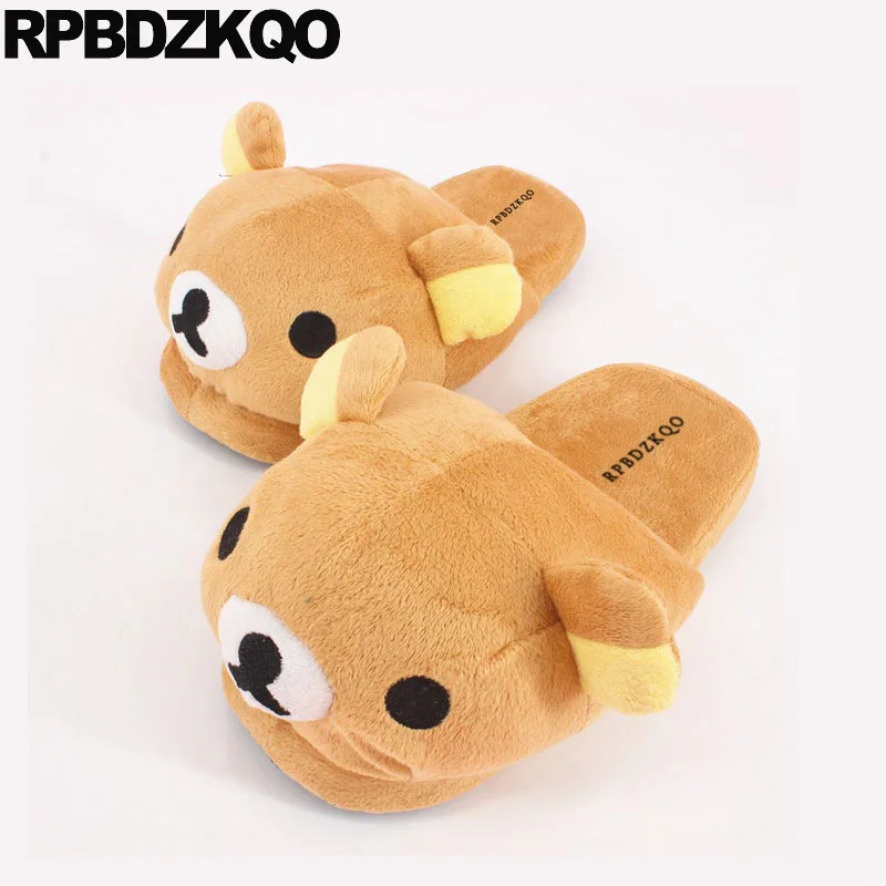 Большие размеры Коричневые Тапочки Домашние мягкие тапочки с пандой для спальни