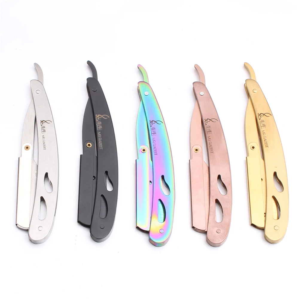 Мужской стальной складной бритвенный нож Mr Rabbit с прямыми краями 14 х2 см