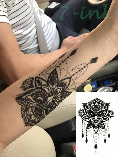 Водостойкие временная татуировка Ловец снов сова мандала Русалка сказочный