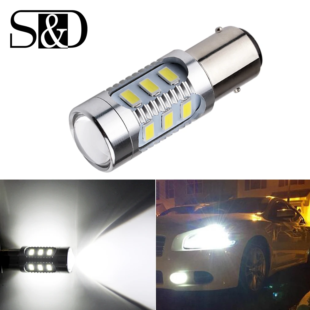 

Автомобильные светодиодные лампы BAY15D 1157, 12 SMD, чип Samsung 5630, светодиодные чипы высокой мощности, 21/5 Вт, задние фонари, парковочный белый цвет, 12 ...