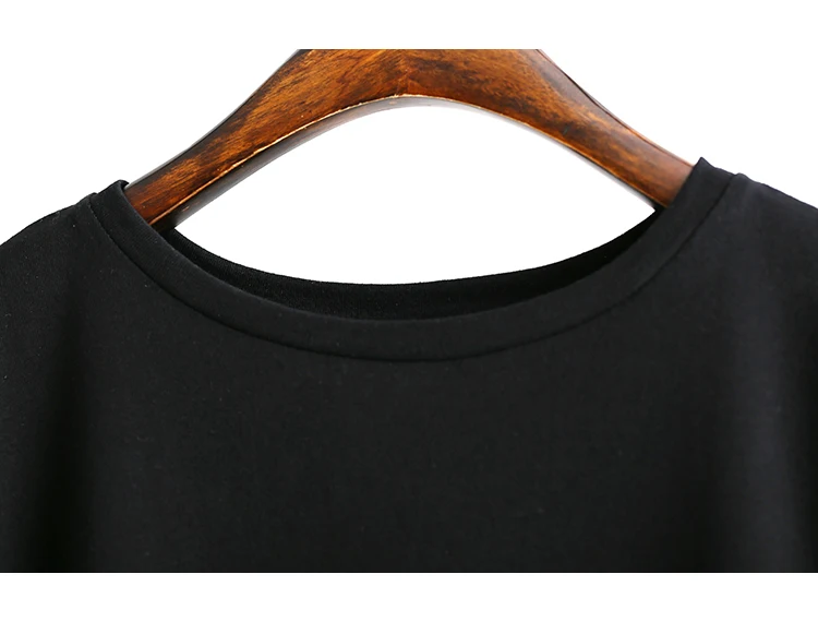 Женское длинное платье футболка с разрезом черное коротким рукавом модель wj419 на