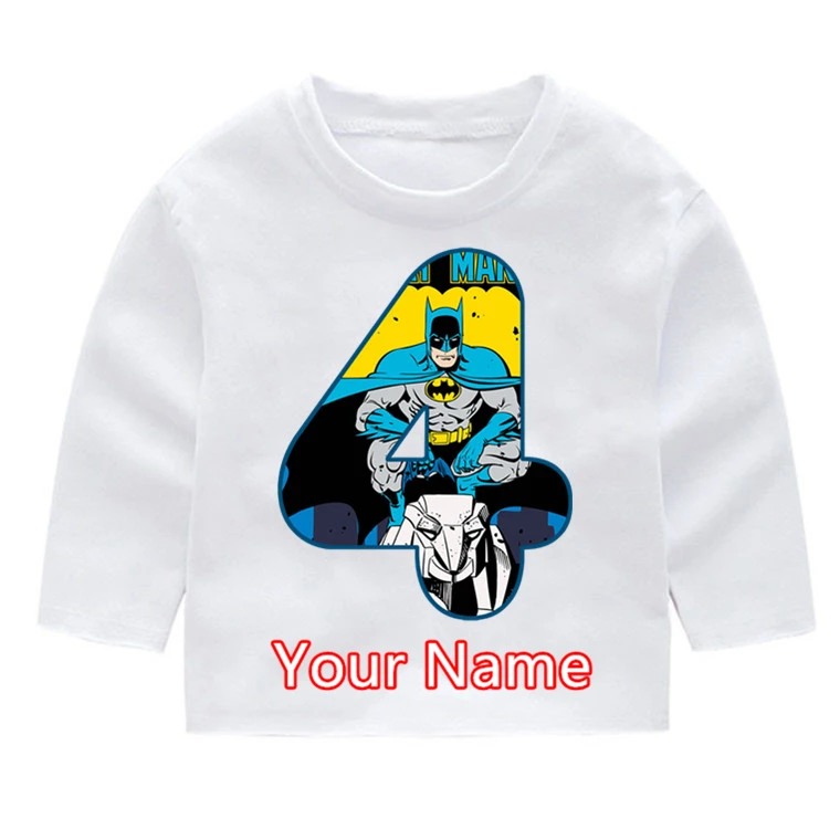 Хлопковые футболки с длинными рукавами и принтом Бэтмена для мальчиков девочек