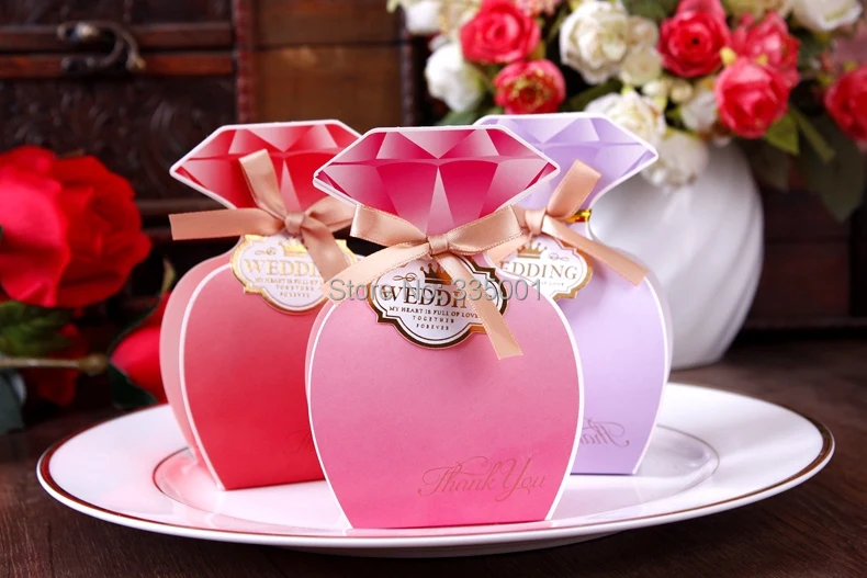 Свадебная коробка для конфет Уникальный дизайн кольцо с бриллиантами сладкие