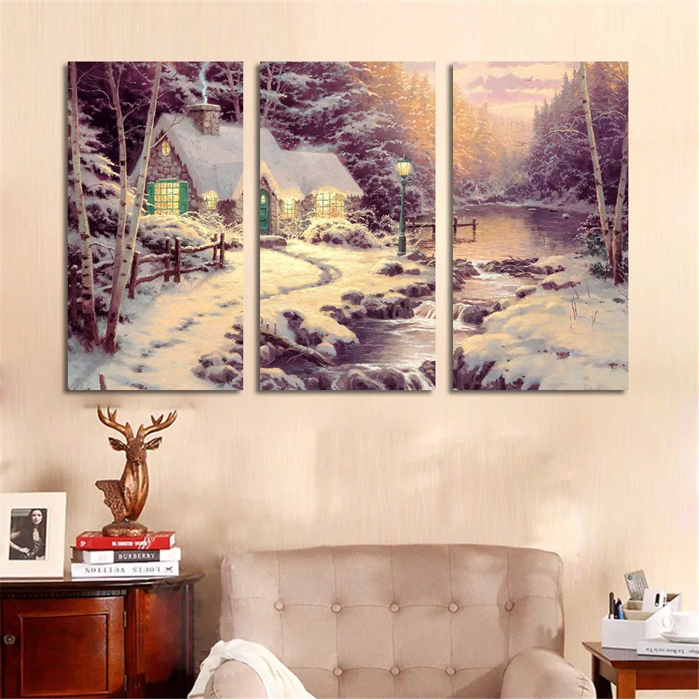 Зимний абстрактный пейзаж живопись картина маслом без рамки украшение для дома
