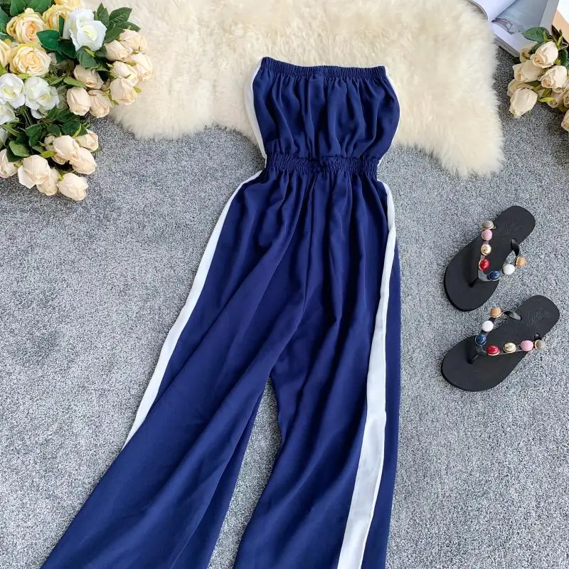 ALPHALMODA 2019 летние женские полосатые комбинезоны для женщин с эластичным поясом