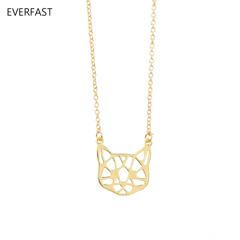 Everfast 1 шт. оригами Cat Голова подвеска Воротник Ожерелье милый маленький полый
