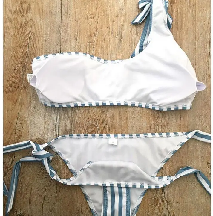 

2021 Sexy One Shoulder Bikini two pieces swimsuit female Swimwear Women Bikini Set Bathing Suit swim biquini