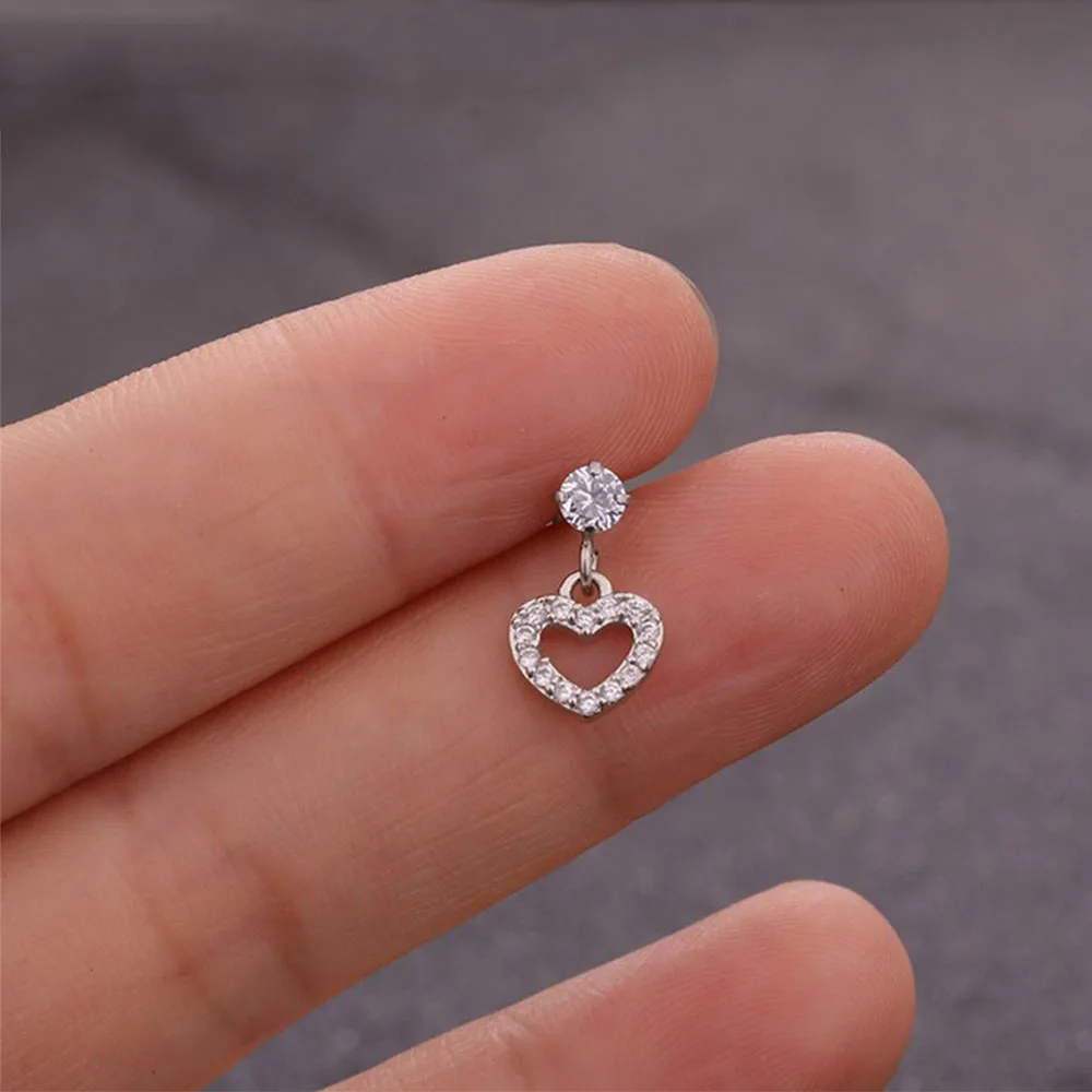 Милое сердце шестиугольник Кристалл Козелок Уха Пирсинг пробки женщин из