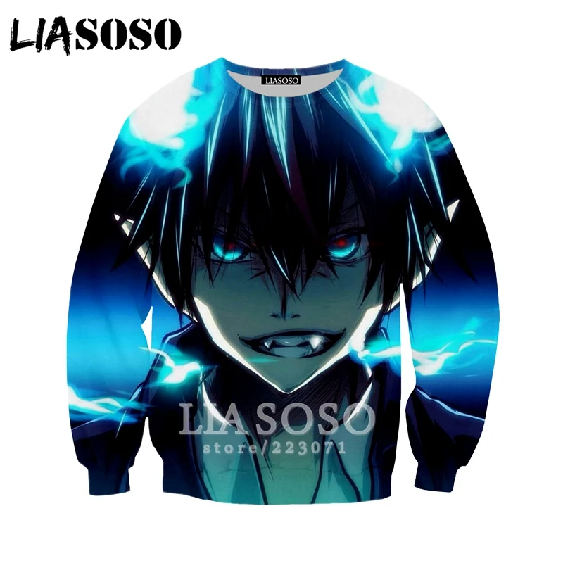 LIASOSO новинка 2019 мужские и женские модные толстовки с 3D принтом аниме синий