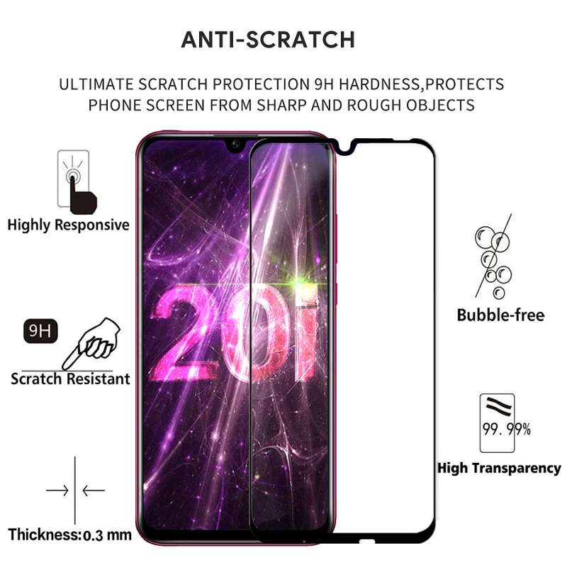 Защитное стекло закаленное 3D для Huawei Honor 20i | Мобильные телефоны и аксессуары