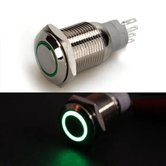 Push Button Switch LED Light Green 12V 3A For Auto Car | Обустройство дома