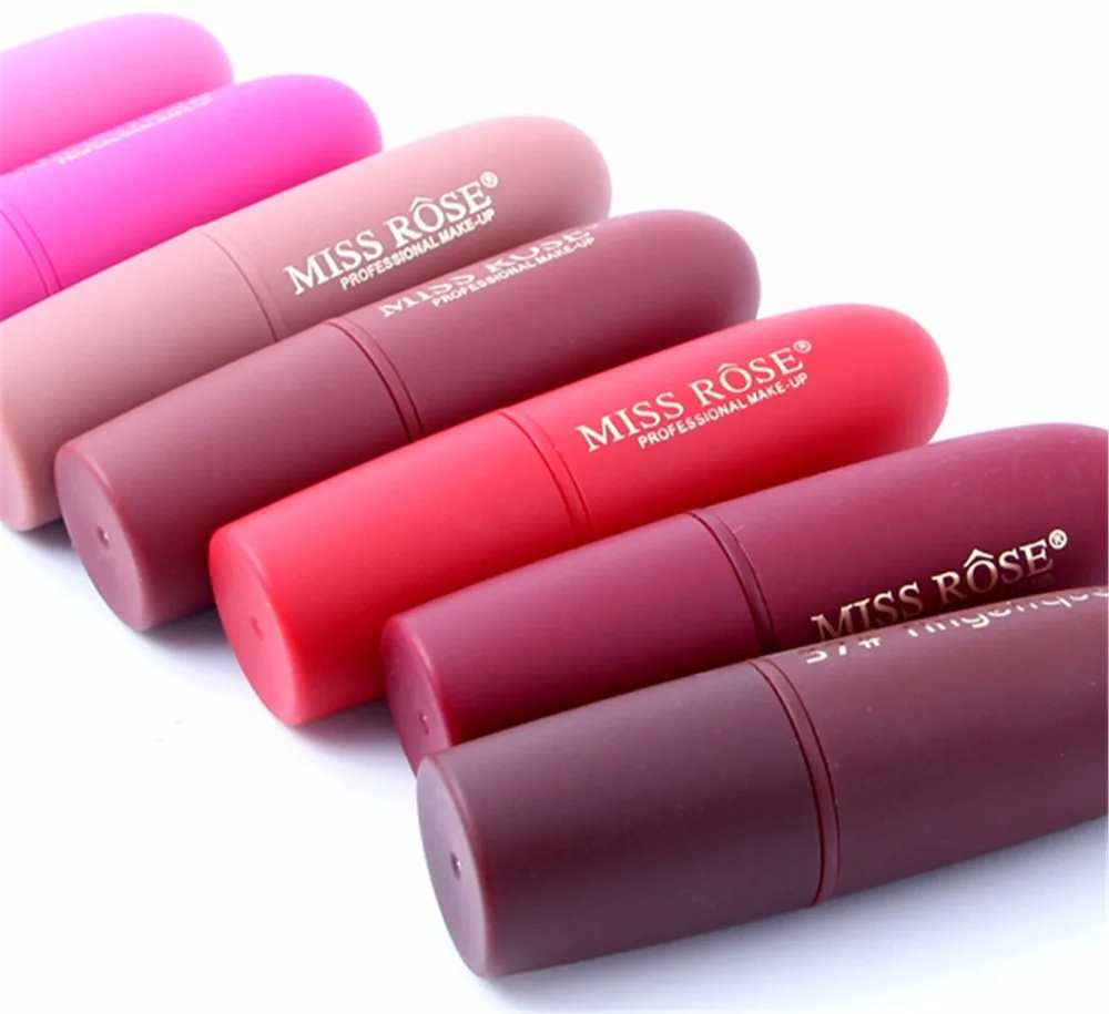 Miss Rose брендовая матовая губная помада Красота красные губы телесная в форме пули
