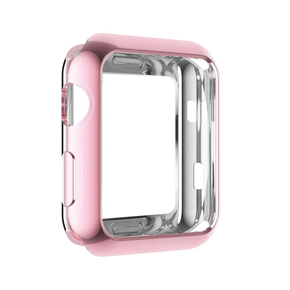 Rose pink Series 3 2 Мода покрытие Цвет защитная рамка для наручных часов Apple Watch чехол серии 5 4 3 2 1 бампер легкий мягкий чехол из ТПУ с узором 40/44/38 мм/42 мм - Цвет ремешка: Rose pink Series 3 2